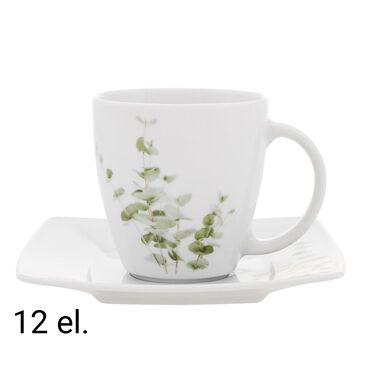 LUBIANA_Zestaw kawowy z porcelany na 6 osób Lubiana Victoria, 12 sztuk, biały_1