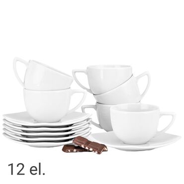 KONSIMO_Zestaw kawowy na 6 osób Konsimo Carlina, 12 elementów, biały_1