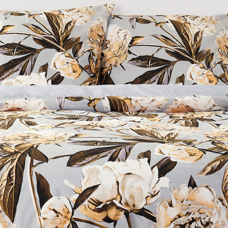 Komplet pościeli bawełnianej z perkalu, 220 x 200 cm, wzór kwiaty