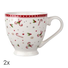 Porcelanowe Filiżanki Jumbo świąteczna choinka Altom, 2 sztuki, czerwona girlanda