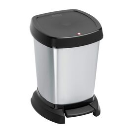 Kosz na śmieci Rotho Paso, srebrny, 6 L, z pedałem