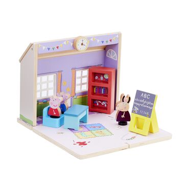 PEPPA_Zestaw drewniana szkoła z figurkami Peppa, podstawka Drop & Play_1