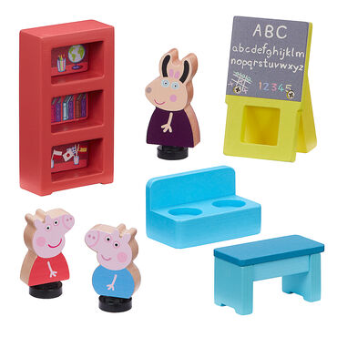 PEPPA_Zestaw drewniana szkoła z figurkami Peppa, podstawka Drop & Play_8