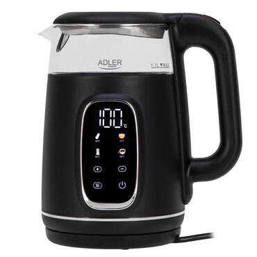 ADLER_Czajnik elektryczny szklany Adler AD 1305, 1,7 l, 1850 W, z regulacją temperatury i wyświetlaczem LED, czarny_1