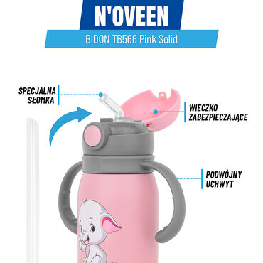 Bidon NOVEEN TB566 Pink Solid 300 ml, różowy