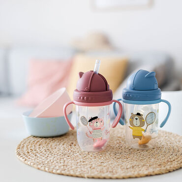 CANPOL BABIES_BONJOUR PARIS Kubek niekapek, 270 ml, czerwony, rurka i odważnik_6