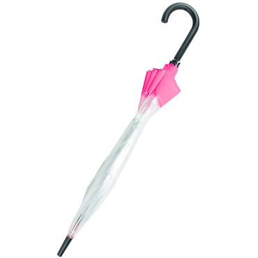 SEMI LINE_Parasol przezroczysty, 90 cm, różowa lamówka_2
