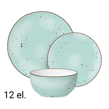 MG HOME_Zestaw obiadowy z porcelany na 4 osoby MG Home Gemma Green, 12 elementów, zielony_1