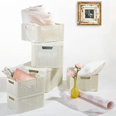 Koszyk RATTAN STYLE, kremowy, S
