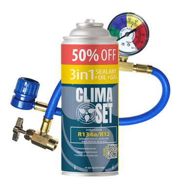 CLIMASET_Gaz do klimatyzacji ClimaSet 3w1 R134a 626 g, z przewodem z manometrem_1