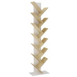 Regał na książki Jumi, 222 cm, biały / dąb sonoma