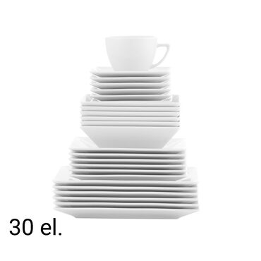 LUBIANA_Zestaw obiadowo-kawowy z porcelany na 6 osób Lubiana Classic, 30 elementów, biały_1