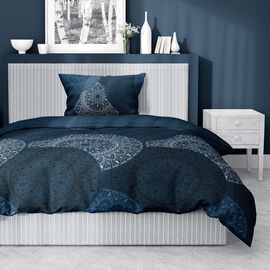Pościel satynowa 140 x 200 cm Home Satin, granatowa w mandale