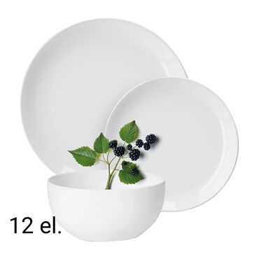MG HOME_Zestaw obiadowy z porcelany na 4 osoby MG Home Classic, 12 elementów, biały_1