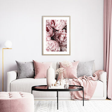 Obraz w ramie, 50 x 70 cm, peonie