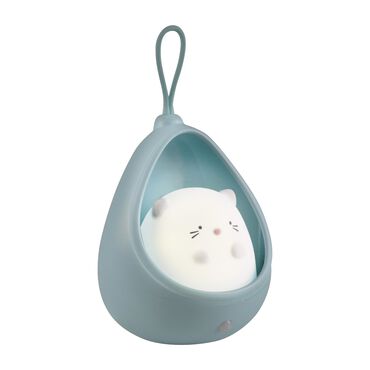 SANICO_Lampka silikonowa LED Sanico Goldlux, Kitty, niebiesko-biała, z czujnikiem PIR_1