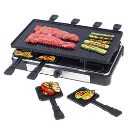 Grill elektryczny raclette Adler AD 6616, 1400 W, dwustronna płyta 42 x 23 cm, 8 x minipatelnia do raclette