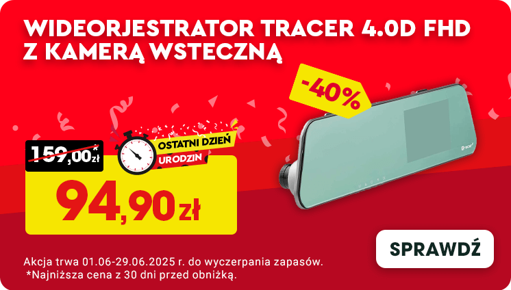 Wideorejestrator Tracer 4.0D FHD, z kamerą wsteczną -40%