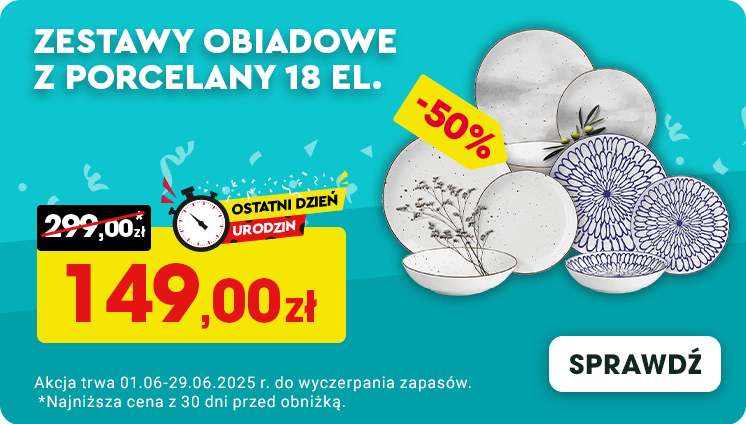 Zestawy obiadowe z porcelany 18 el. -50%